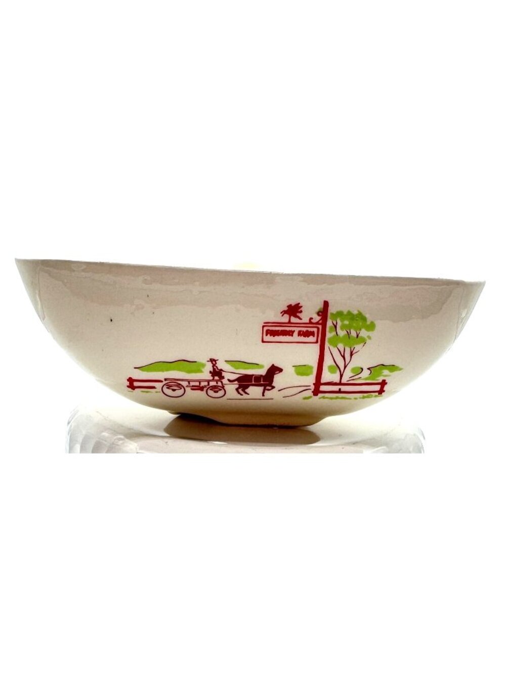 Vintage Carter Hoffman Farm Scene Triangular Ceramic Bowl